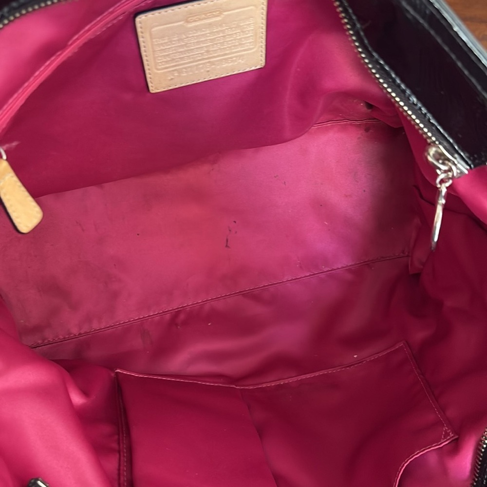 Coach Poppy Black Patent Leather Quilted Tote Bag - Picture 8 of 12
